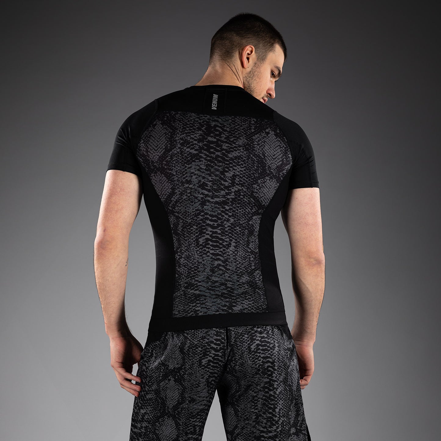 Venum G-Fit Scales Short Sleeve Rashguard - Black/ Charcoal Grey