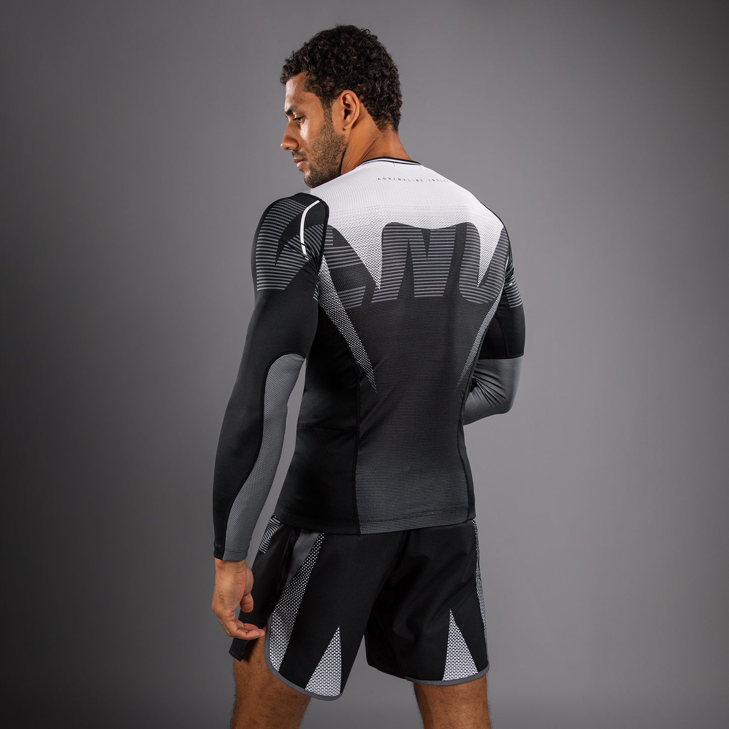 Venum Adrenaline Long Sleeve Rashguard - Black/Silver Grey