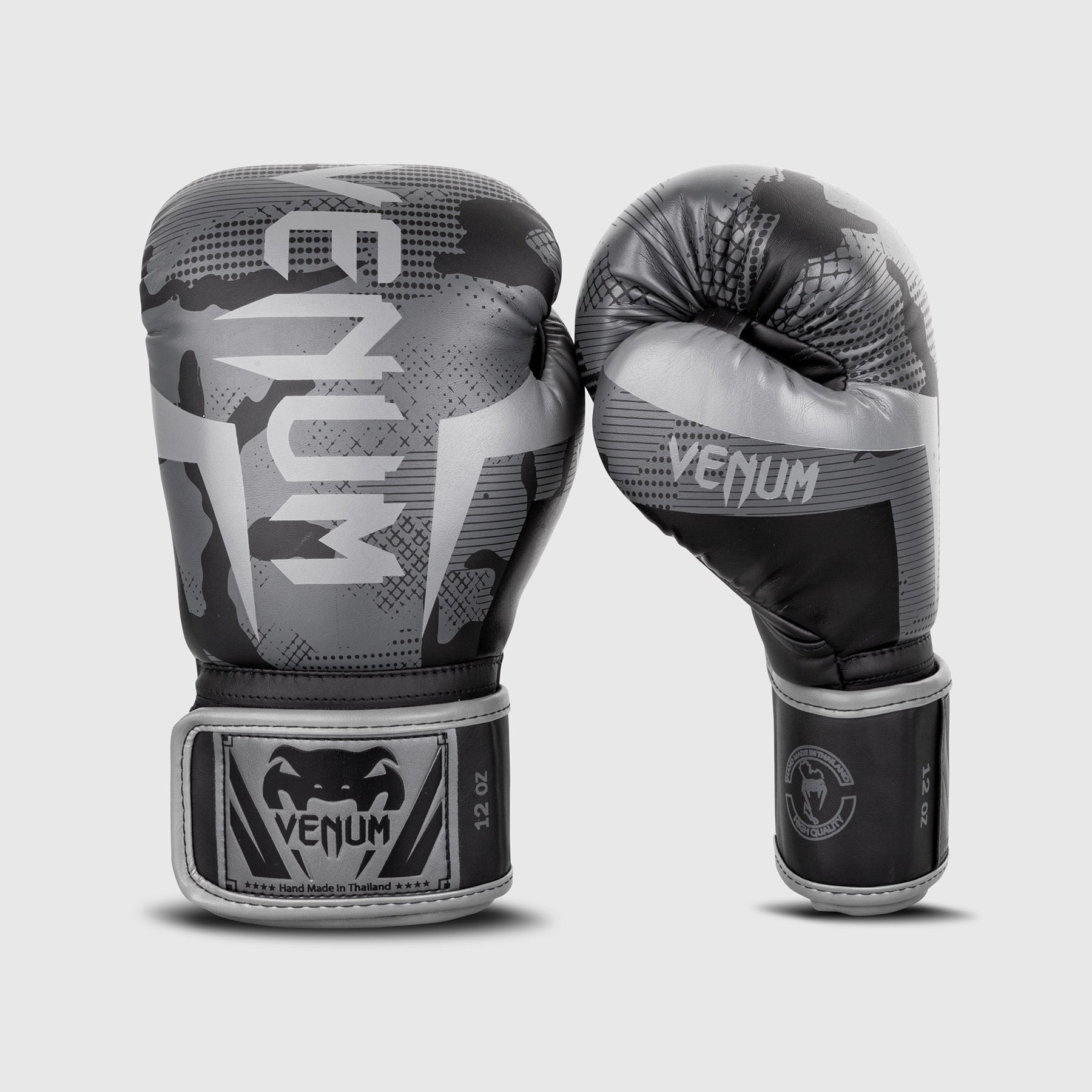 Venum Elite ボクシンググローブ - ブラック/ダーク・カモ 12oz Venum Elite Boxing Gloves - Grey/Camo - Venum Asia