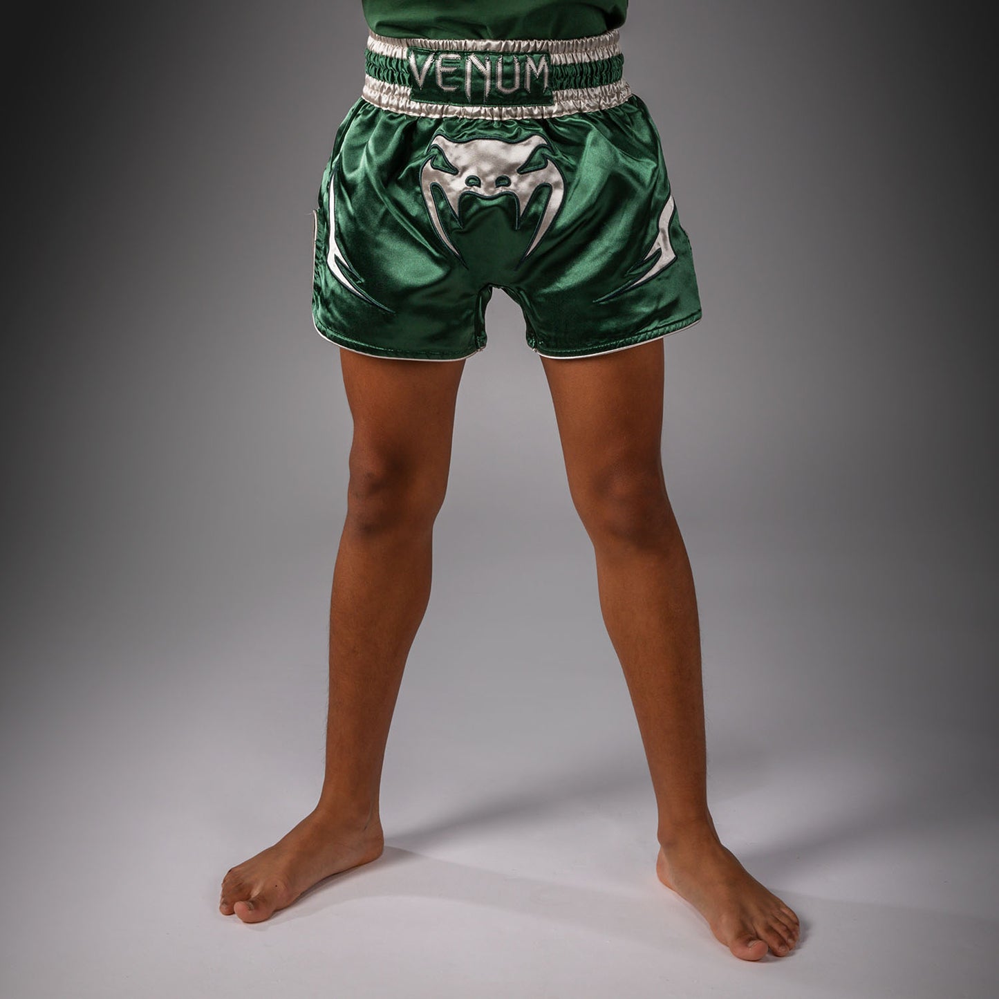 Venum Inferno Muay Thai Shorts - Forest Green/ Off White