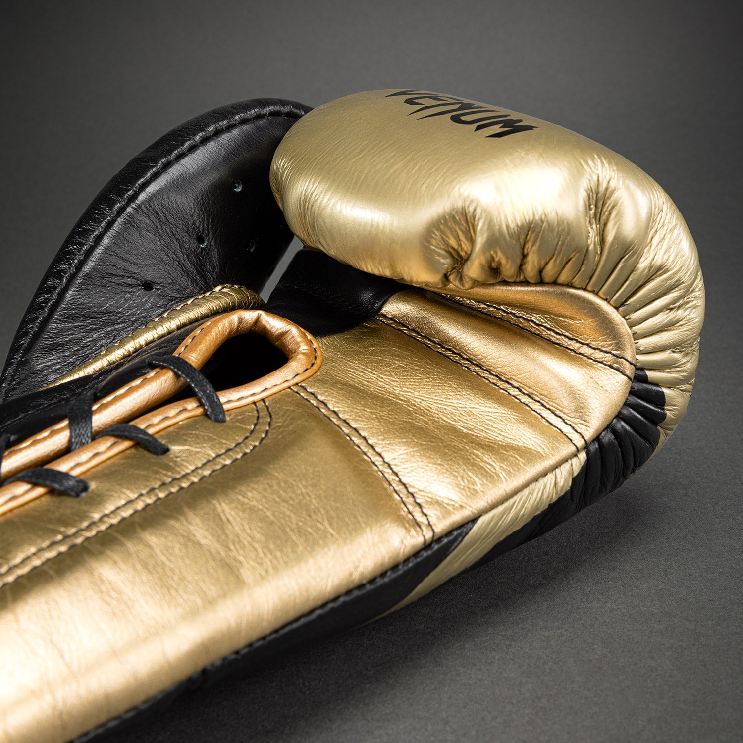 Venum Hammer Pro Boxing Gloves with Laces - Black/Gold - Venum Asia