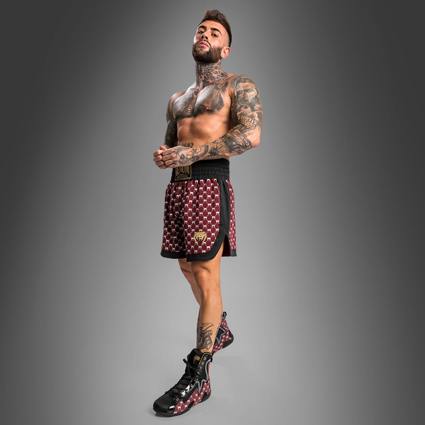 Venum Monogram Boxing Short - Black/Burgundy