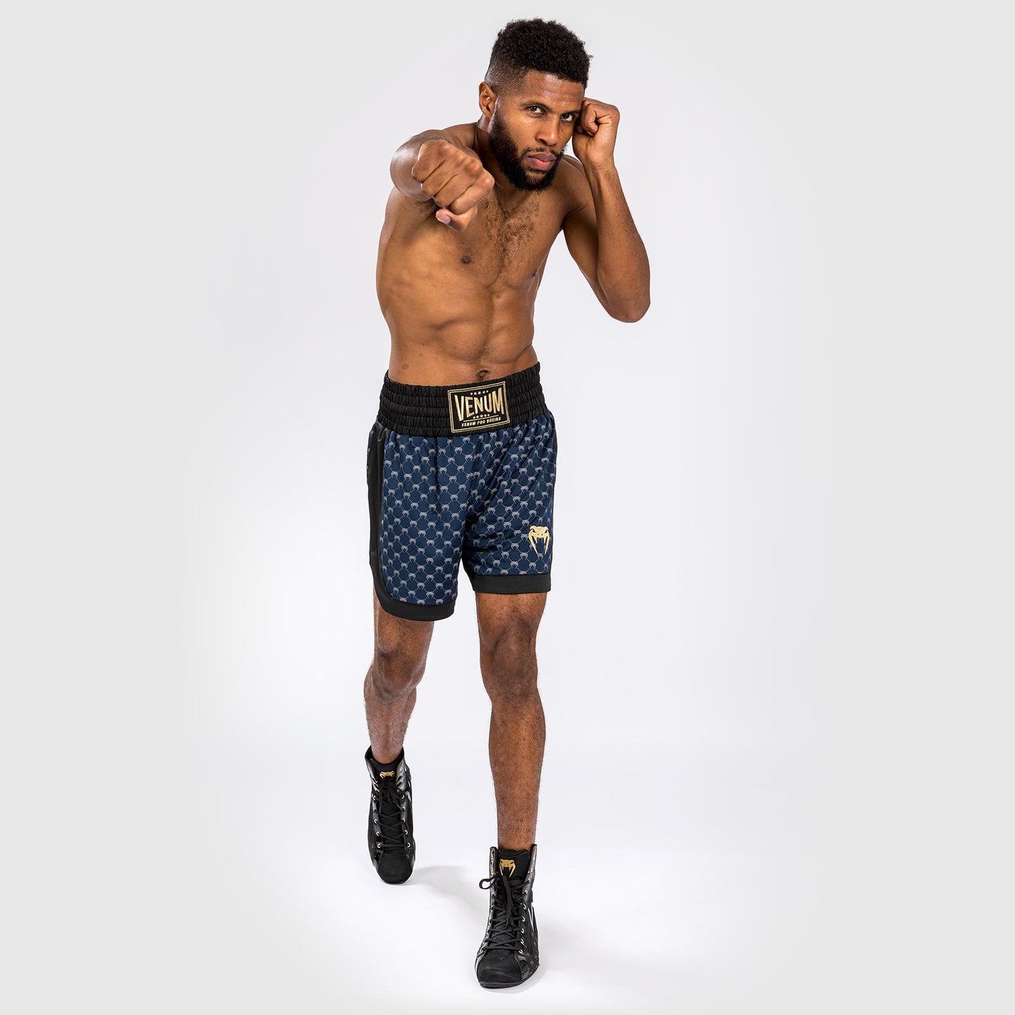 Venum Monogram Boxing Short - Black/Navy Blue