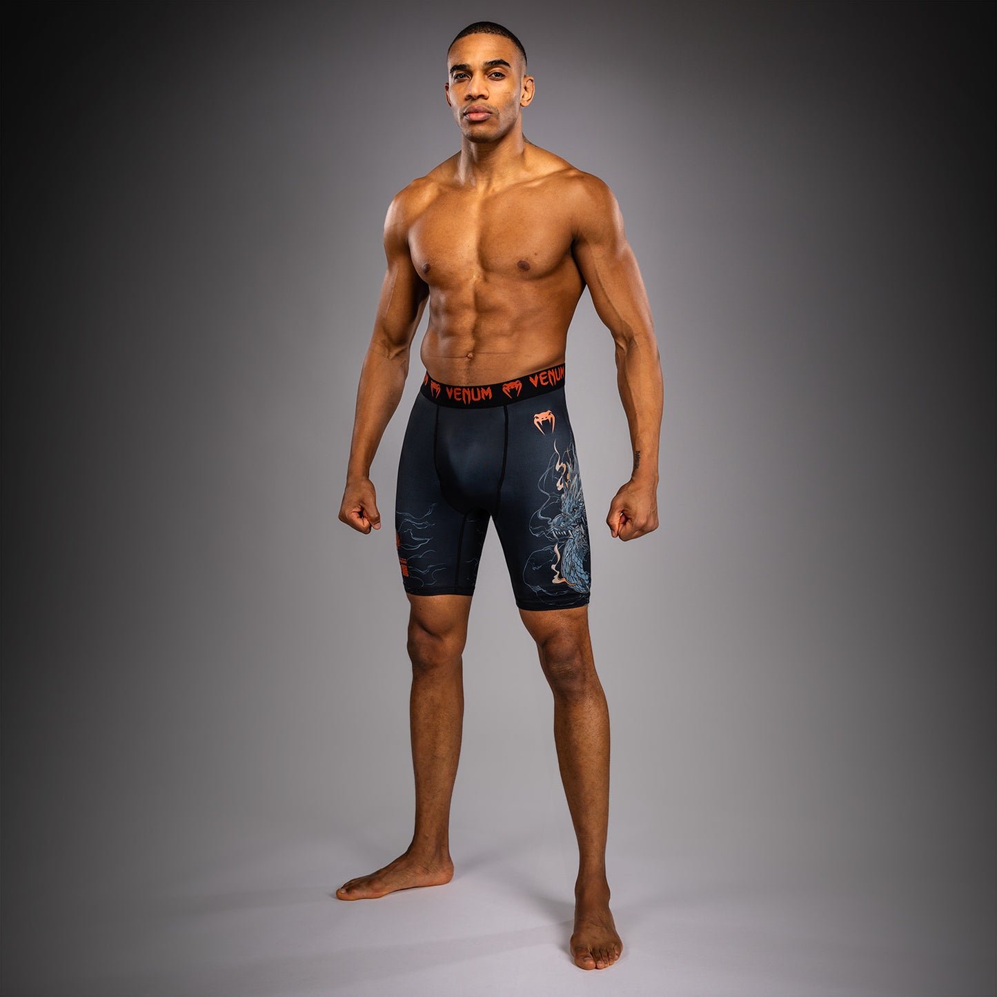 Venum Thunder Dragon Vale Tudo Shorts - Black/Grey/Copper