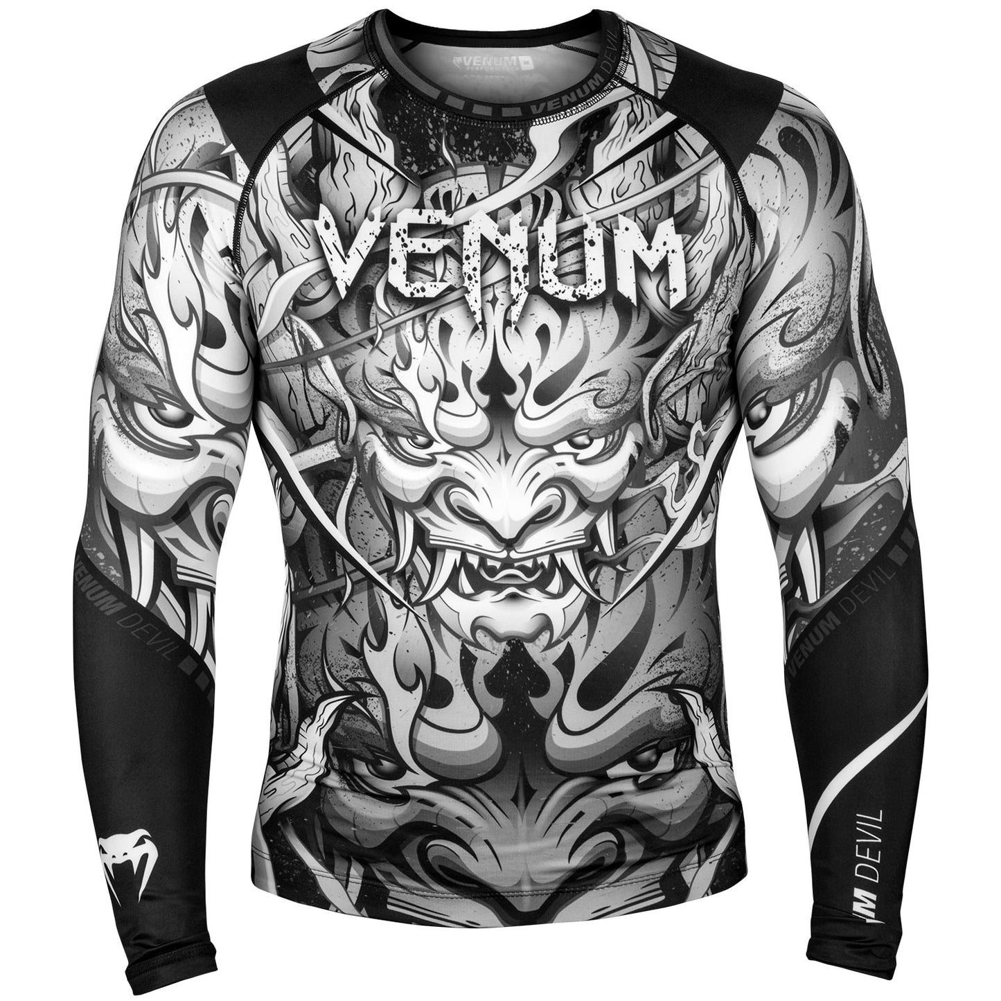 Venum Devil Rashguard - Long Sleeves - White/Black