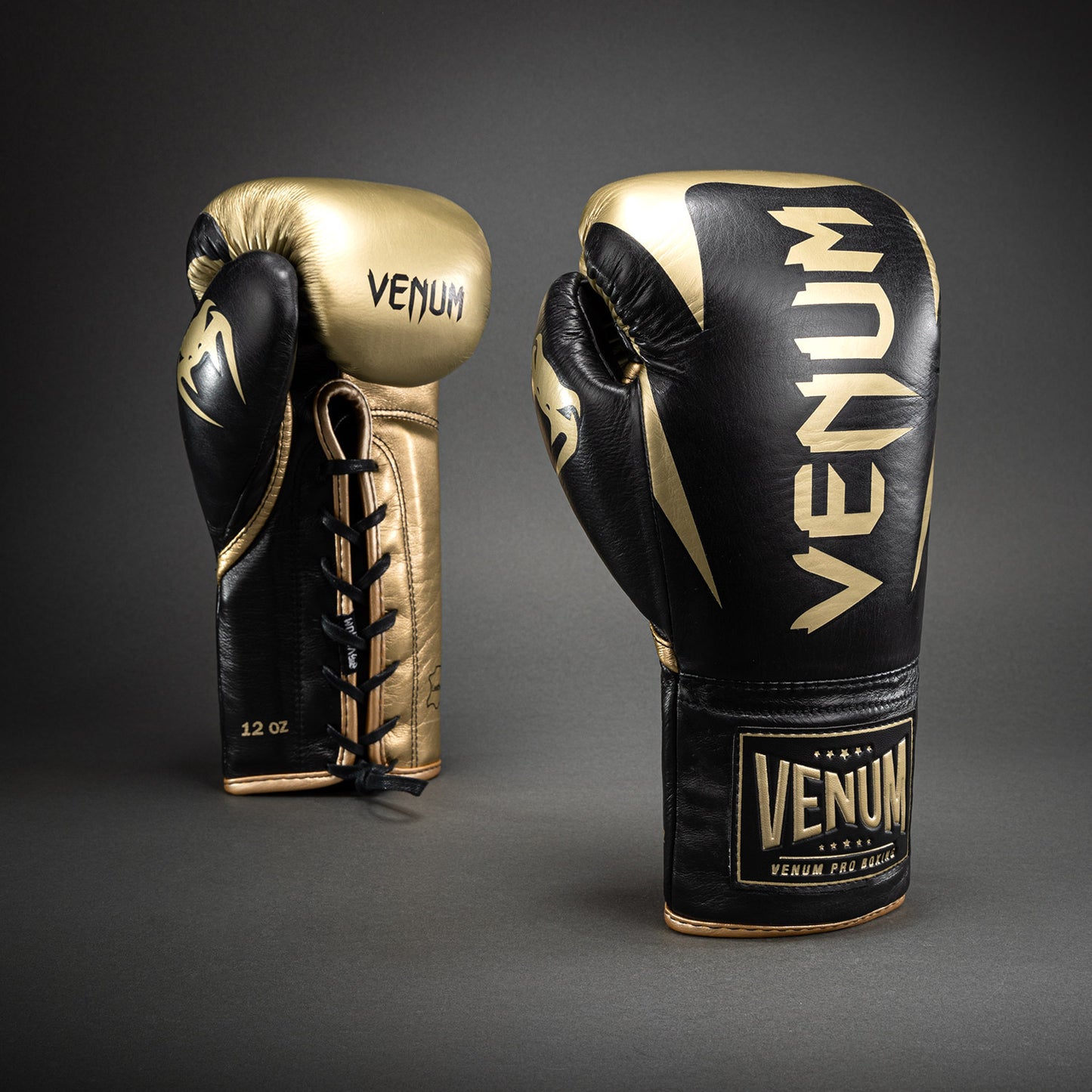 Venum Hammer Pro Boxing Gloves with Laces - Black/Gold