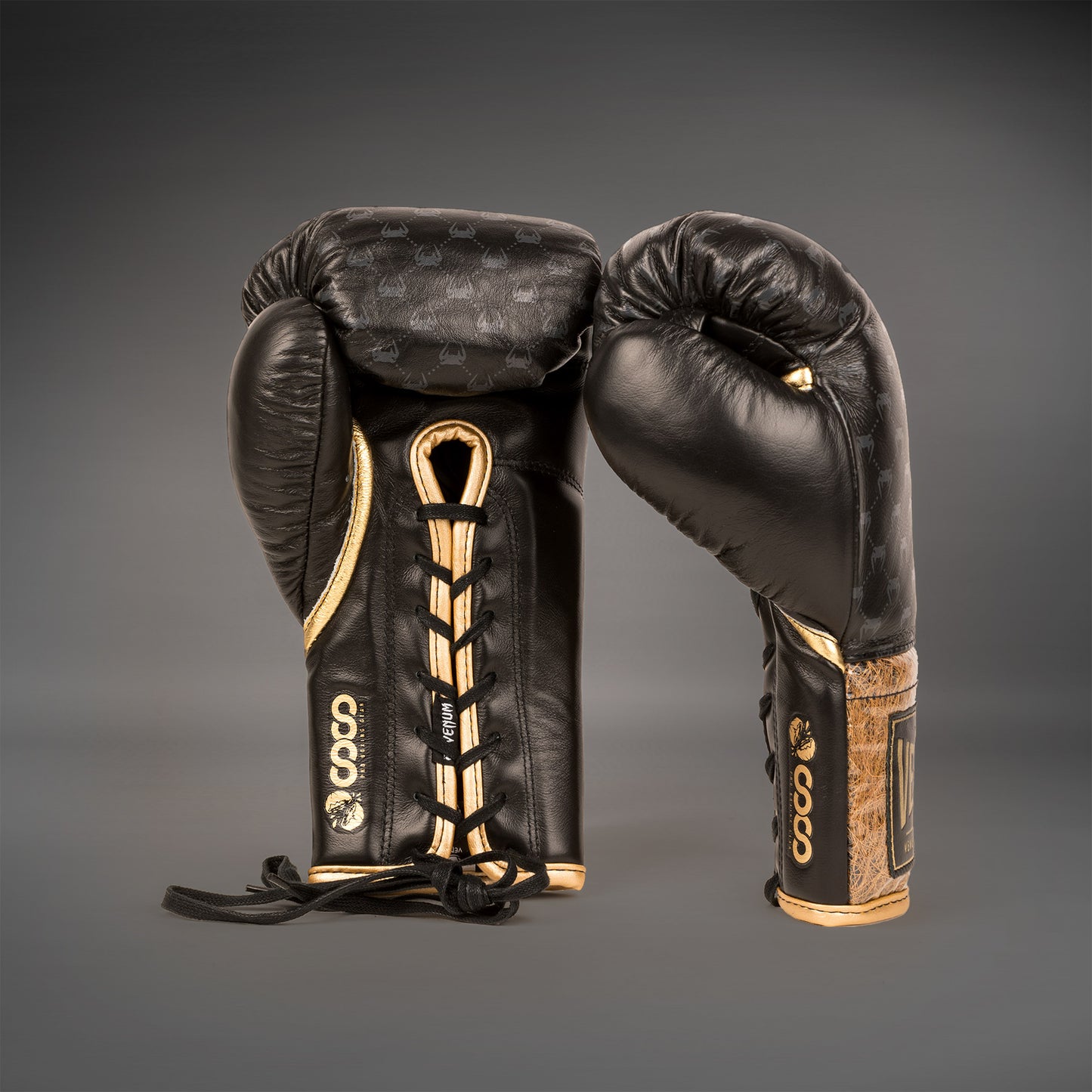 Venum Coco Monogram Pro Lace Up Boxing Gloves - Intense Black