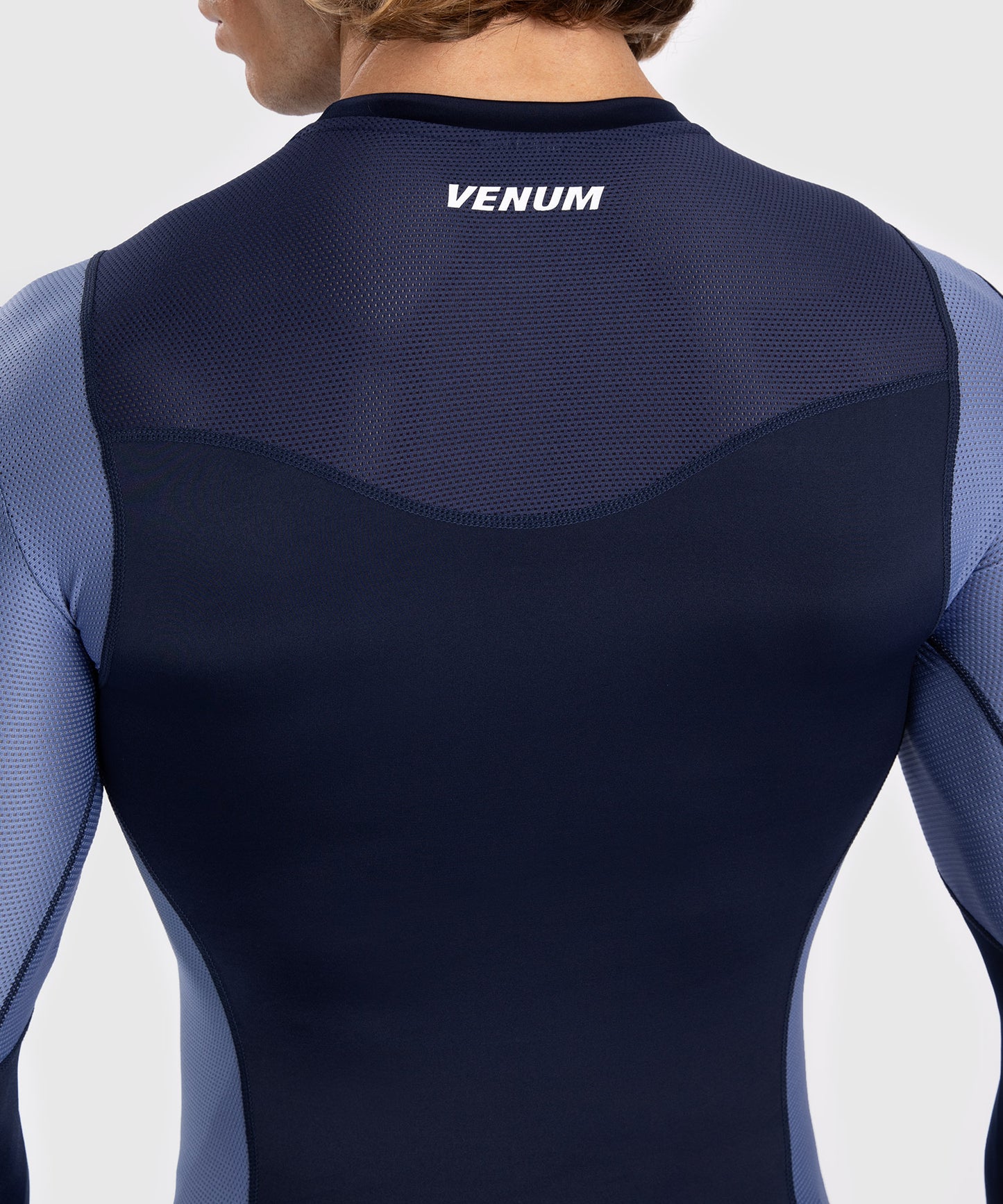 Venum Tempest Men's Long Sleeve Rashguard - Navy Blue/Blue