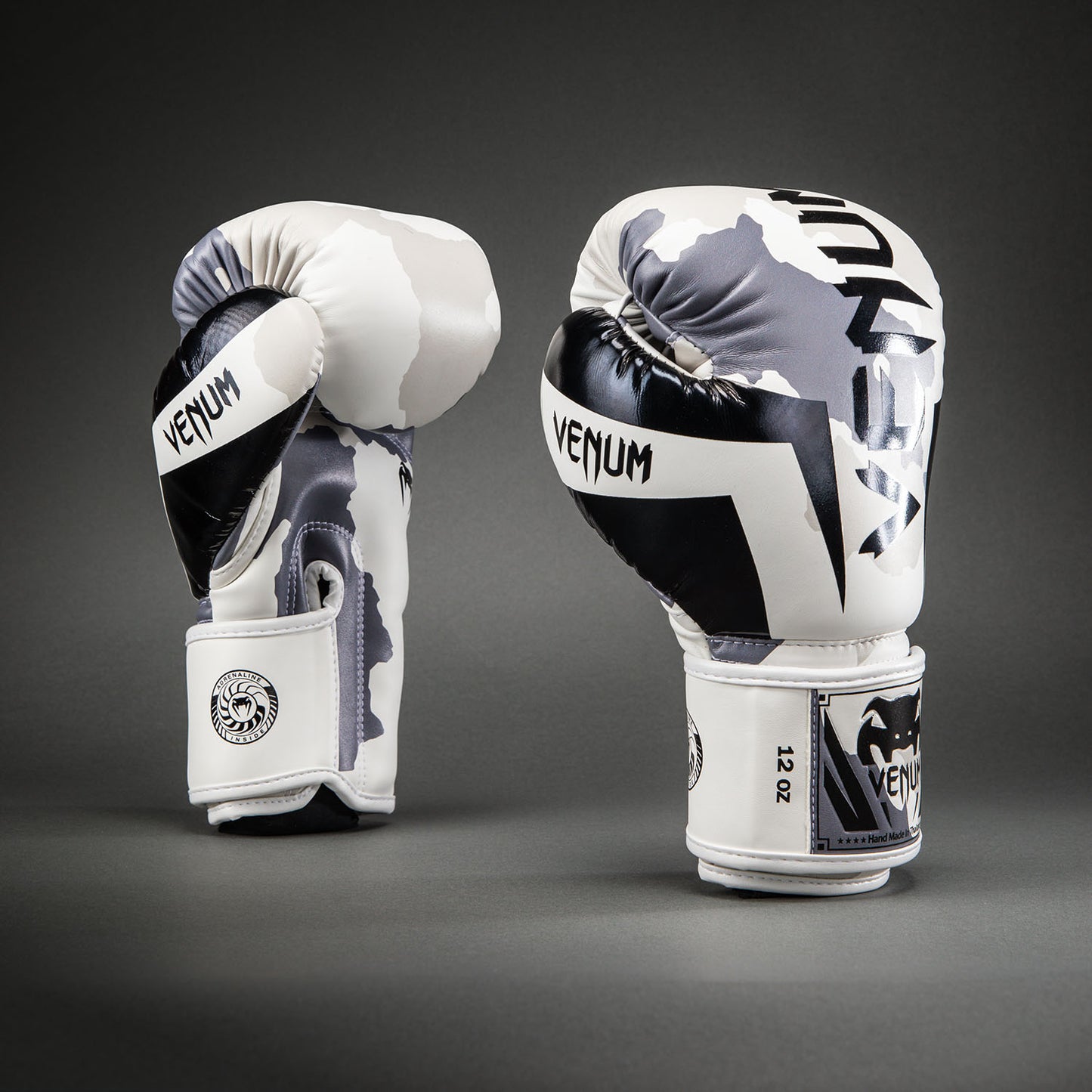 Venum Elite Camo Boxing Gloves - White/Light Grey