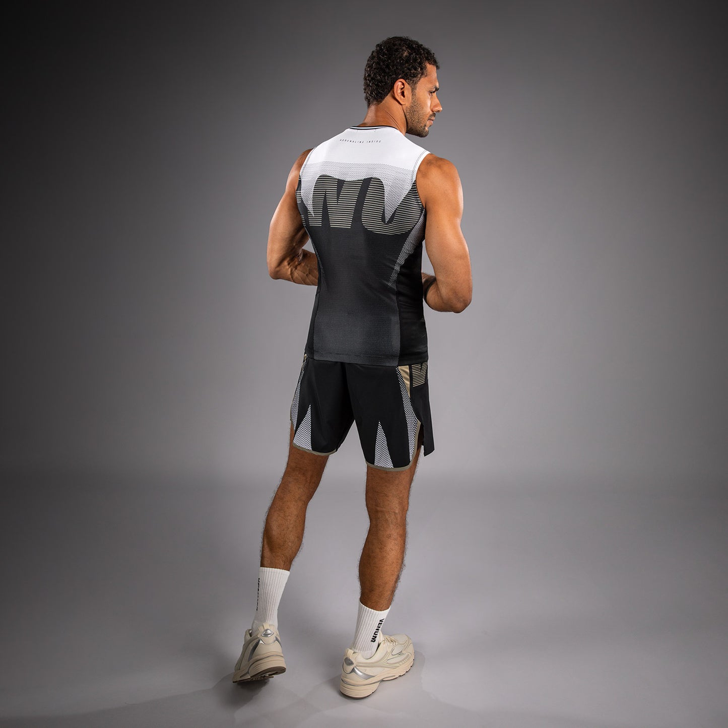 Venum Adrenaline Sleeveless Rashguards - Black/Sand