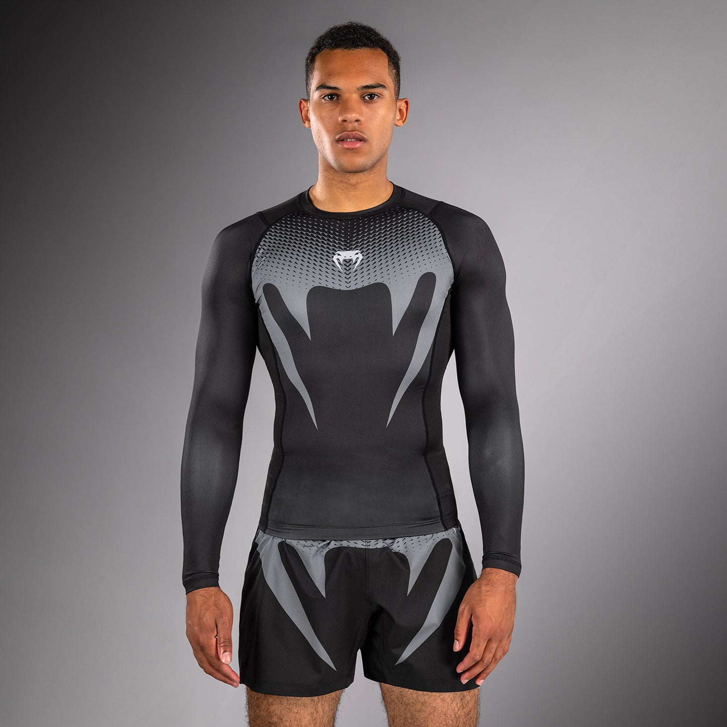 Venum No Gi Rashguards - Black/ Silver Grey