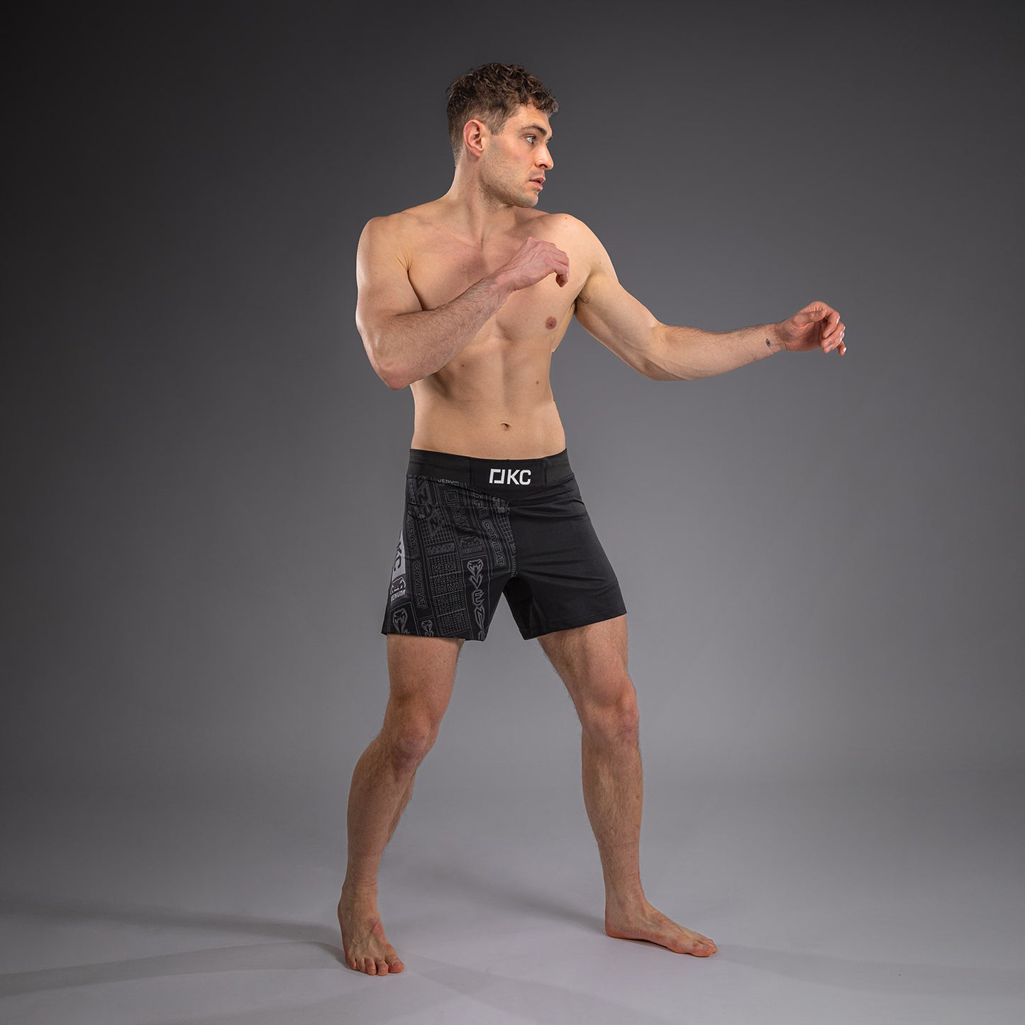 Karate Combat by Venum Fight Shorts - Black/Grey
