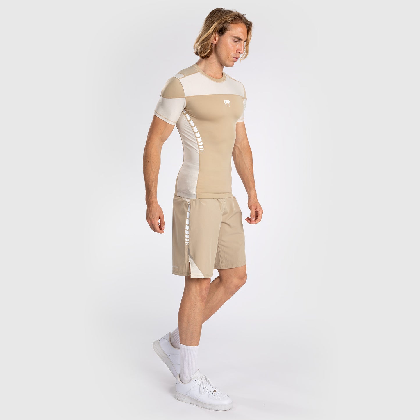 Venum Tempest Men's Short Sleeve Rashguard - Beige/Sand