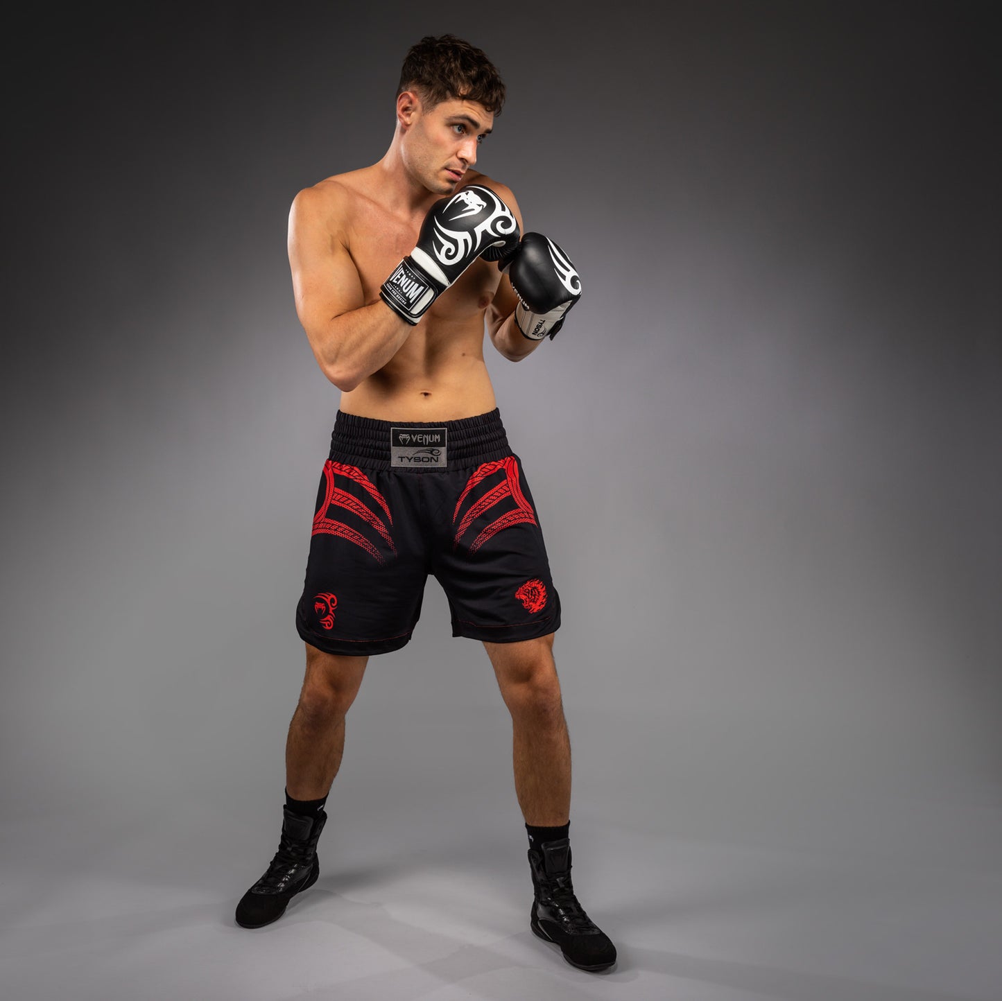 Venum x Mike Tyson Tiger Boxing Shorts - Deep Black/Intense Red