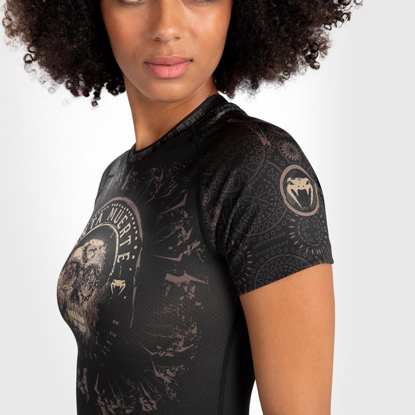 Venum Women Santa Muerte Dark Side - Rashguard Short Sleeves - Black/Brown