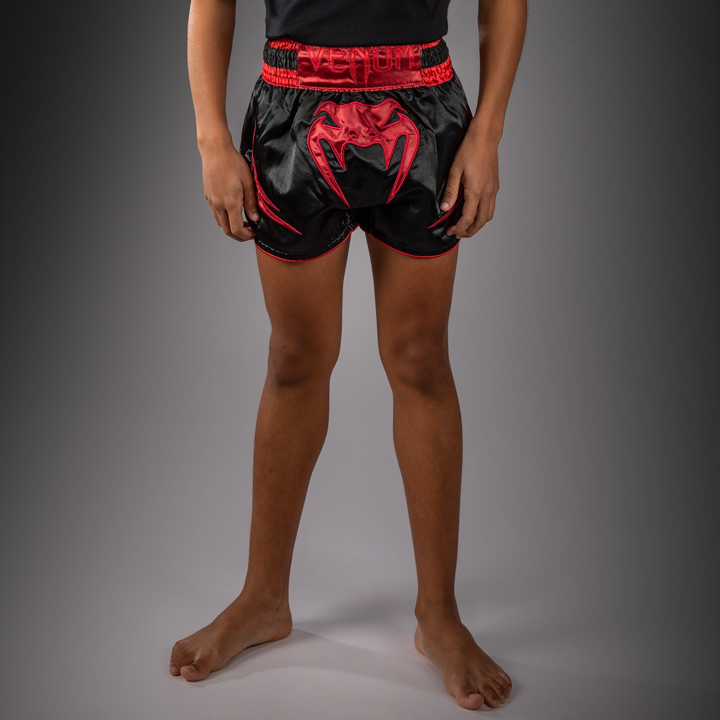 Venum Attack Kids Muay Thai Shorts - Black/Red