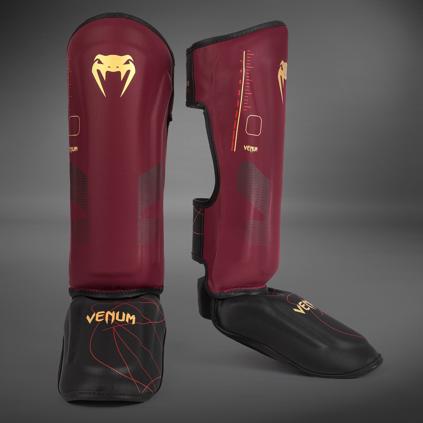 Venum Tactical XT Shinguards - Black/Burgundy/Gold