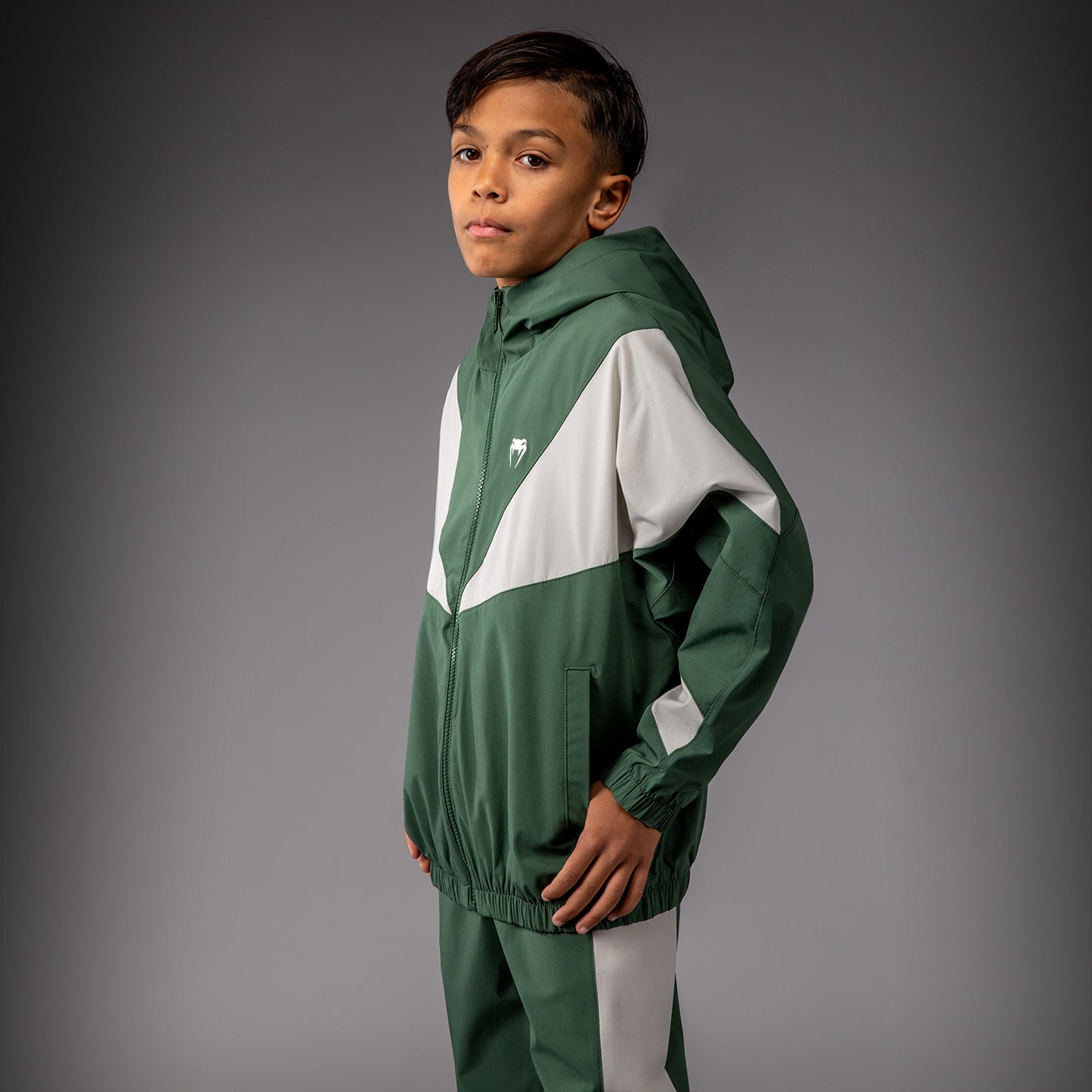 Venum Vectra Kids Track Jackets - Forest Green/ Off White