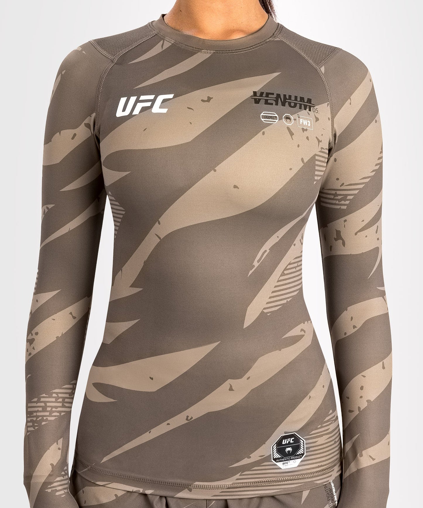 UFC Adrenaline by Venum Fight Week Women’s Performance Long Sleeve Rashguard - Desert Camo