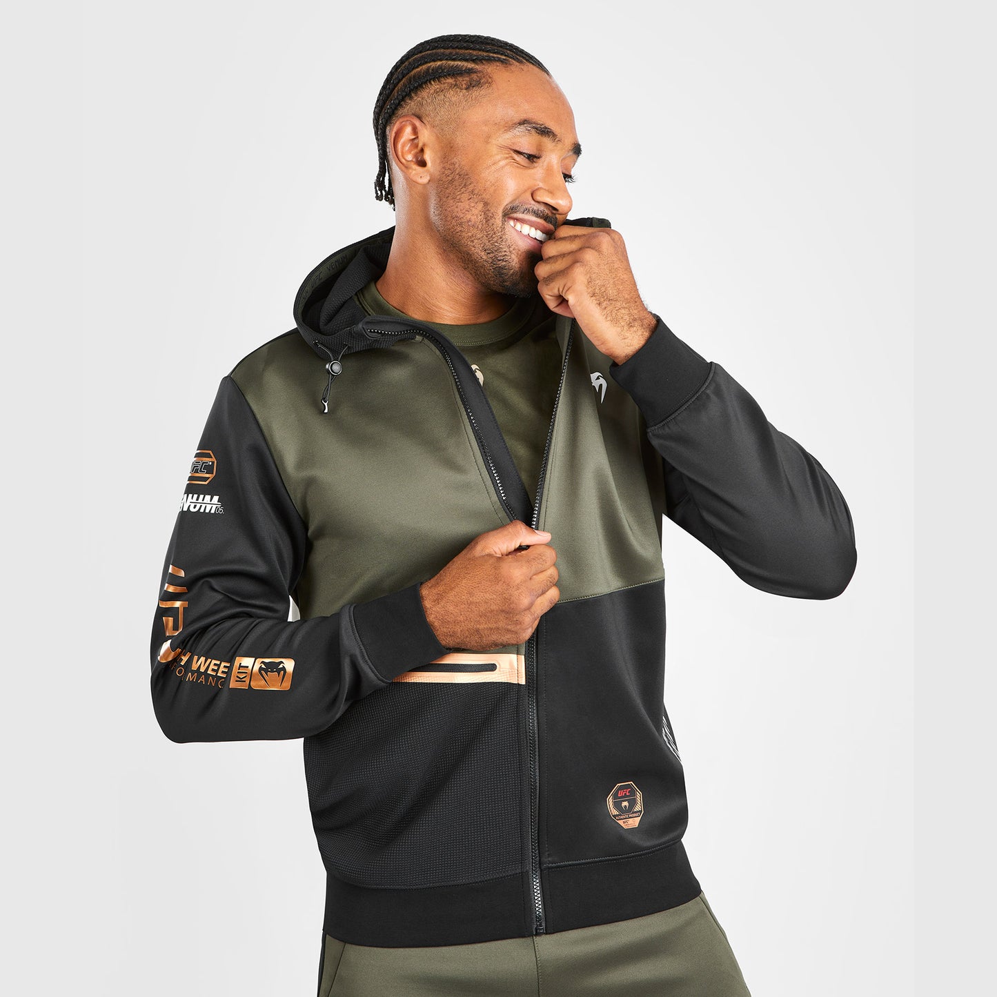 UFC Adrenaline by Venum Fight Week Men’s Zip Hoodie - Khaki/Bronze