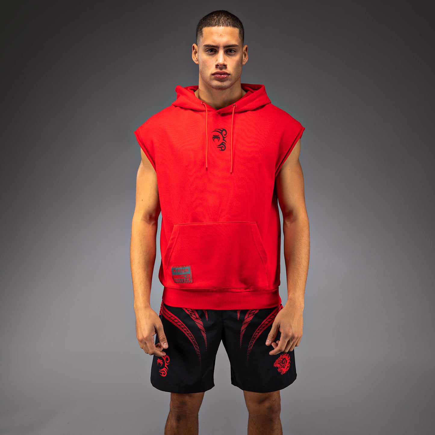 Venum x Mike Tyson Tiger Sleeveless Hoodie - Intense Red/Deep Black