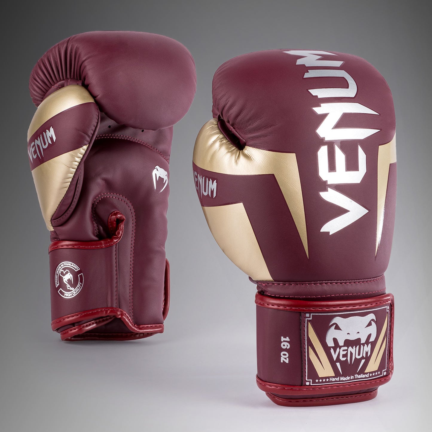 Venum Elite Boxing Gloves - Burgundy/Gold