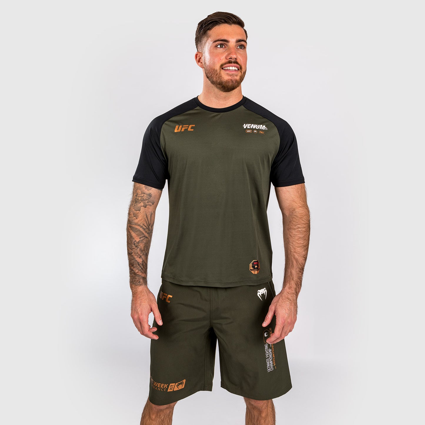 UFC Adrenaline by Venum Fight Week Men’s Dry-tech T-shirt - Khaki/Bronze