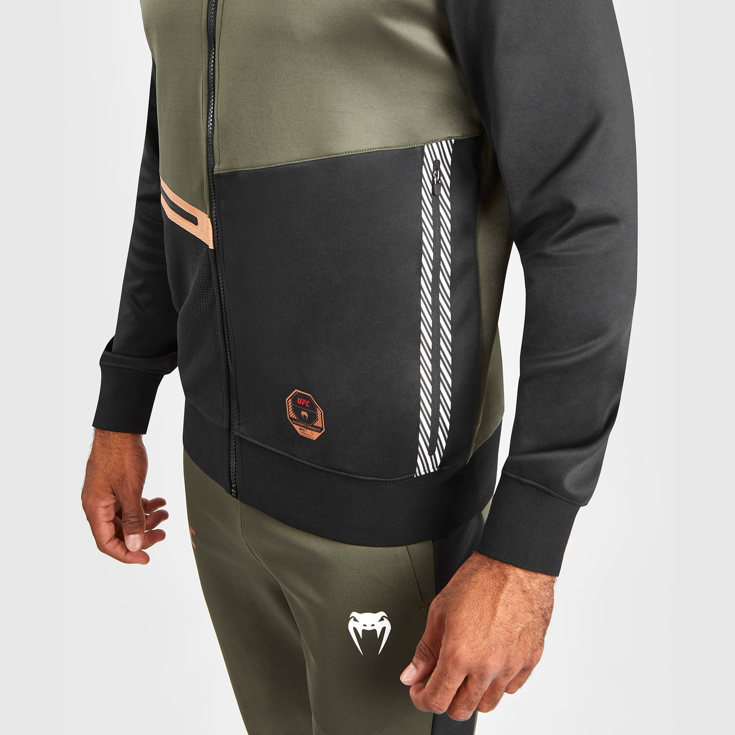UFC Adrenaline by Venum Fight Week Men’s Zip Hoodie - Khaki/Bronze