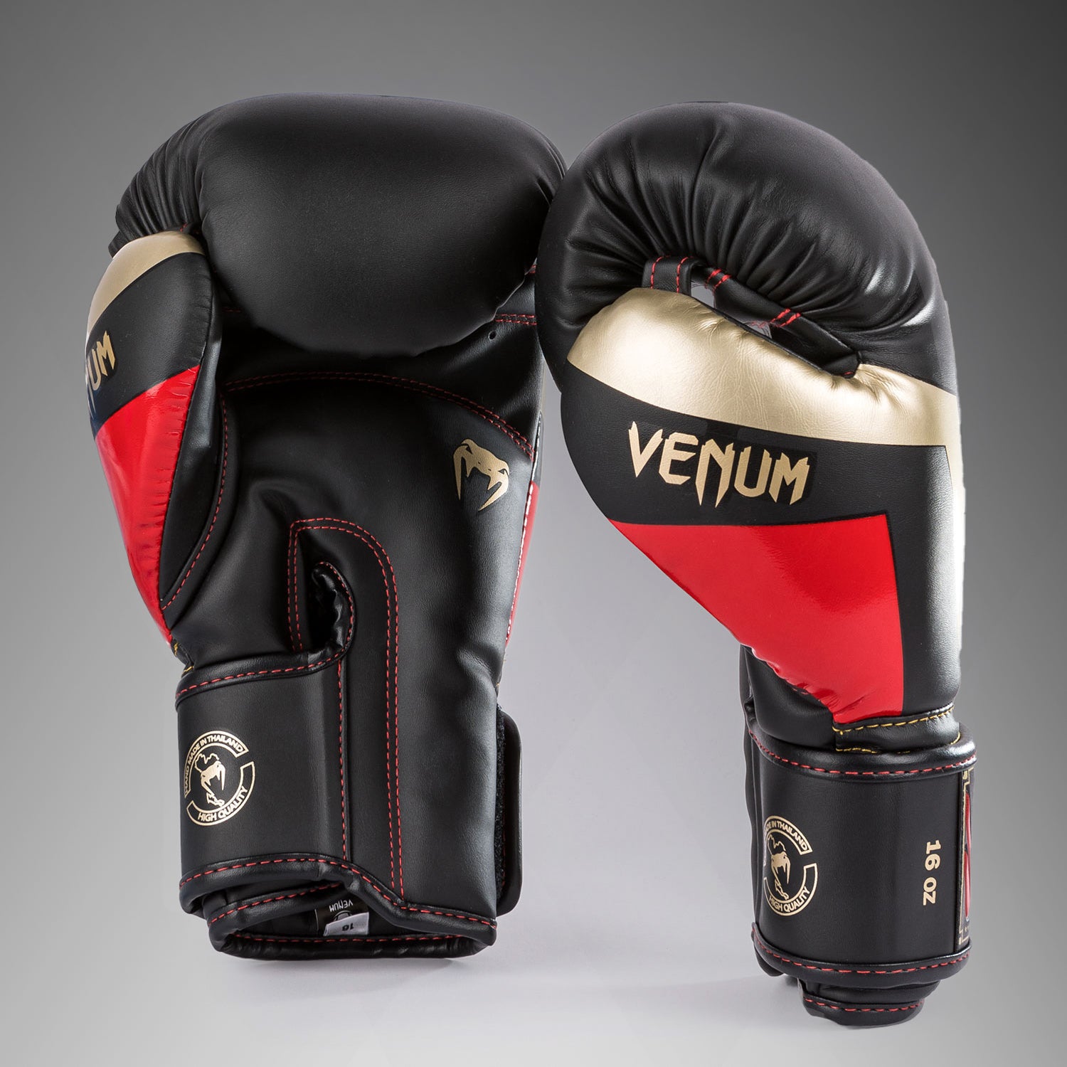 Venum Elite ボクシンググローブ - ブラック/ゴールド/レッド - Venum Asia