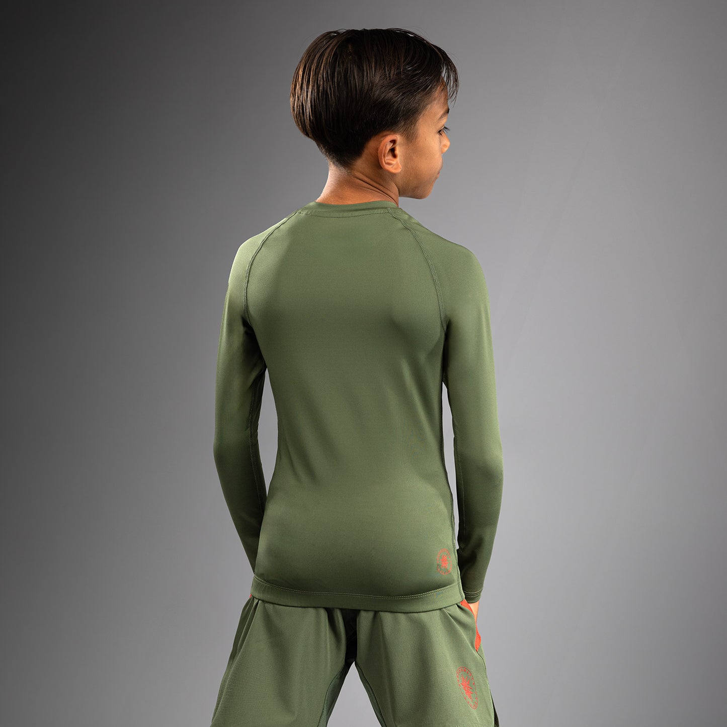 Venum Contender Kids Rashguards Long Sleeves - Army Green/Orange
