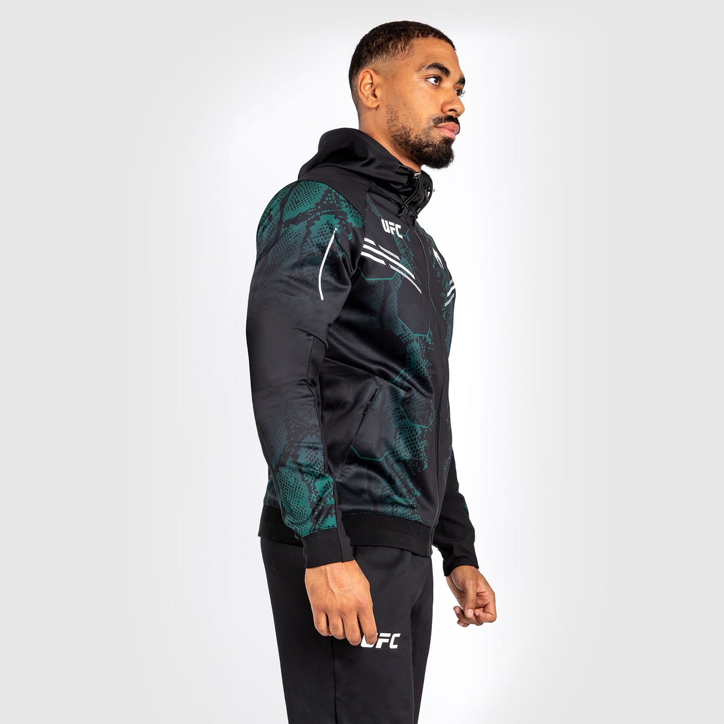UFC Adrenaline by Venum Authentic Fight Night Men’s Walkout Hoodie - Emerald Edition - Green/Black