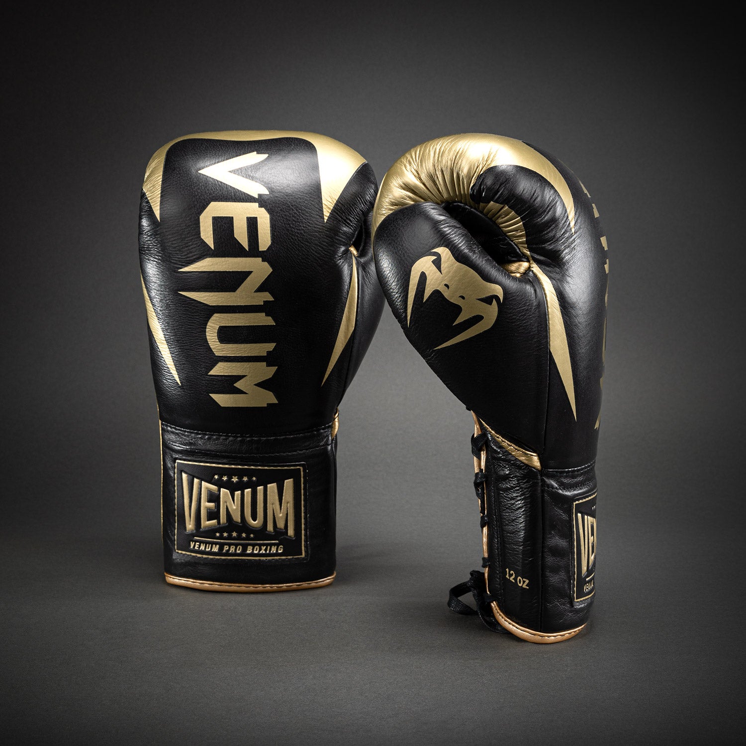 Venum Hammer Pro Boxing Gloves with Laces - Black/Gold - Venum Asia