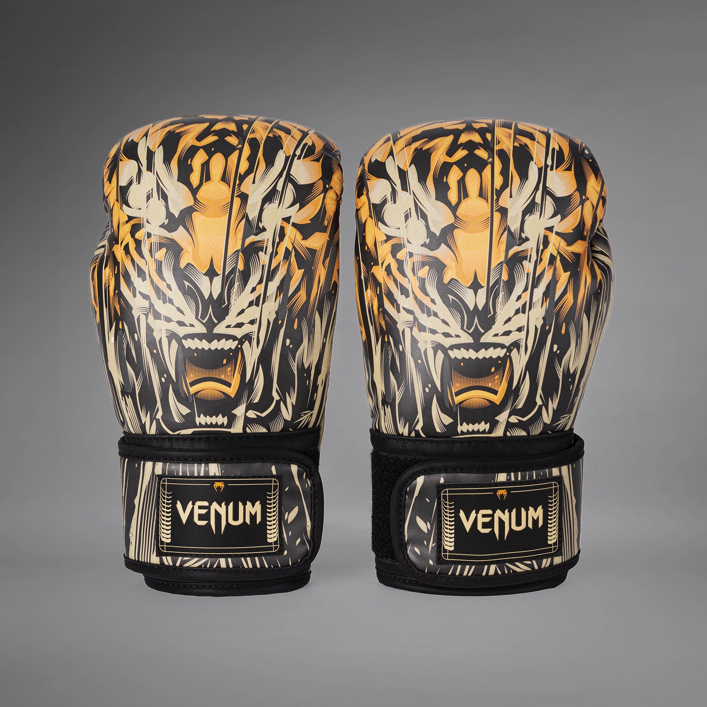 Venum Tiger Boxing Gloves - Black/Neon Orange