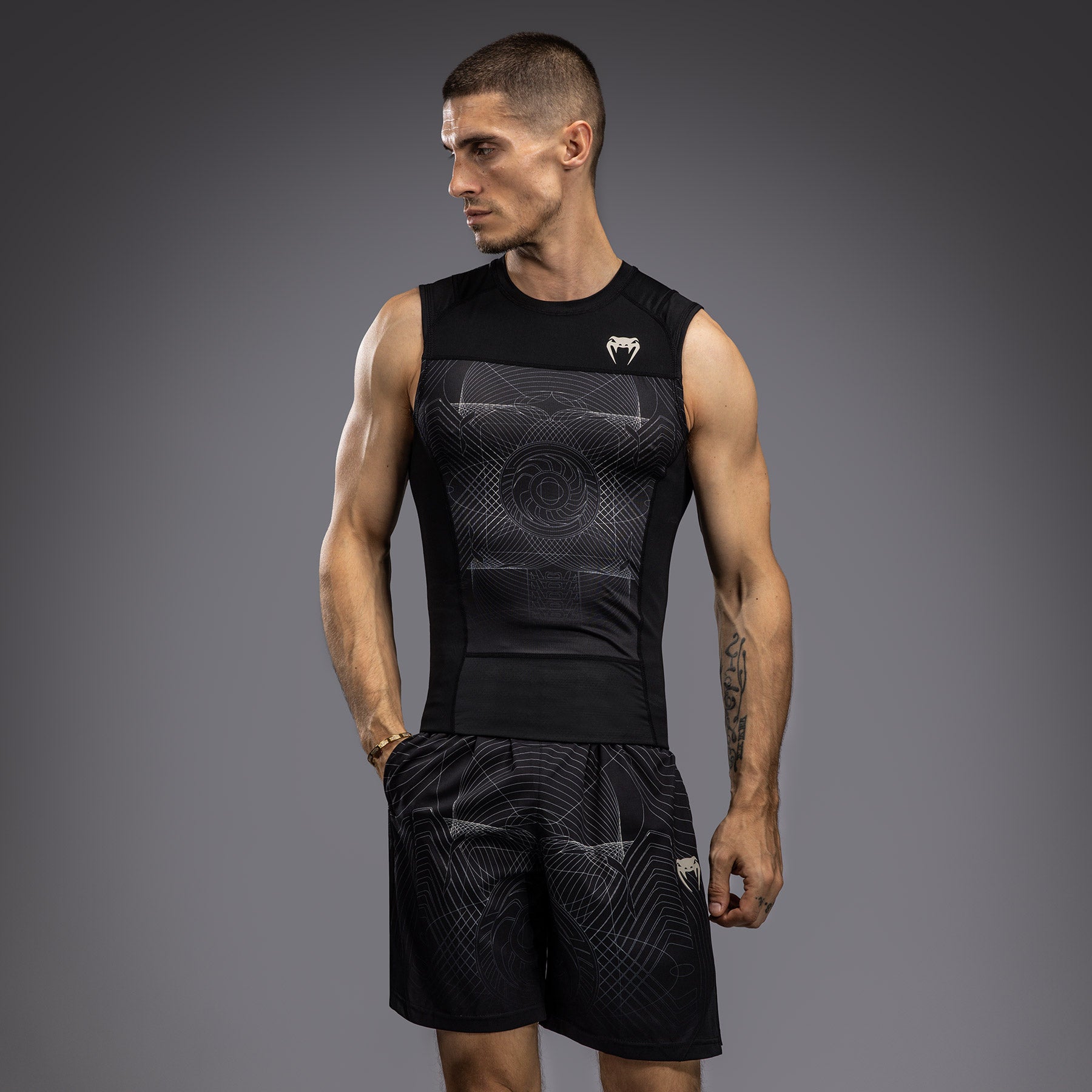 Venum G-Fit Air Men's Sleeveless Rashguard - Deep Black/Desert