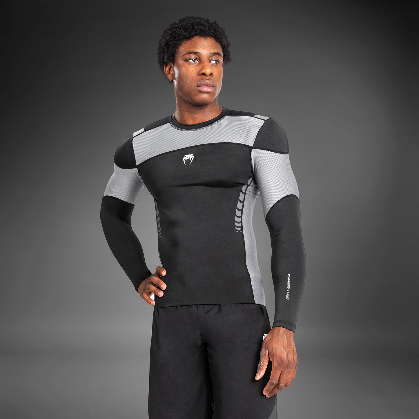 Venum Tempest Men's Long Sleeve Rashguard - Black/Grey