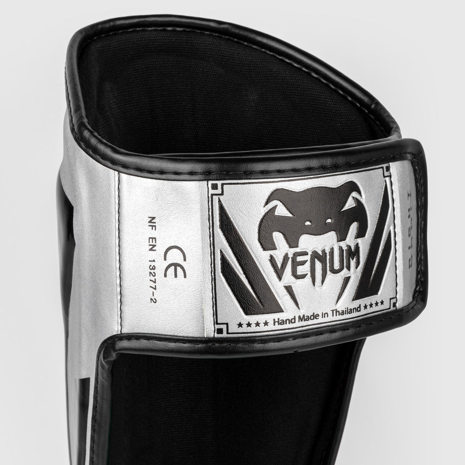 Venum Elite Standup Shinguards - Silver/Black