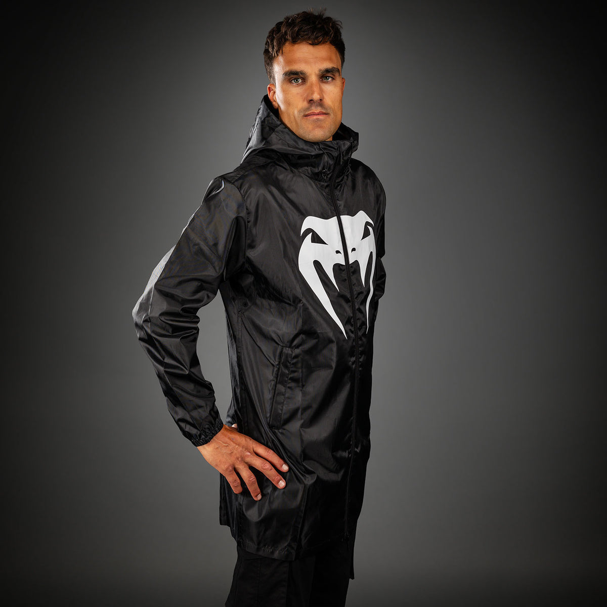 Venum MX Basics Long Rain Jacket - Black/White