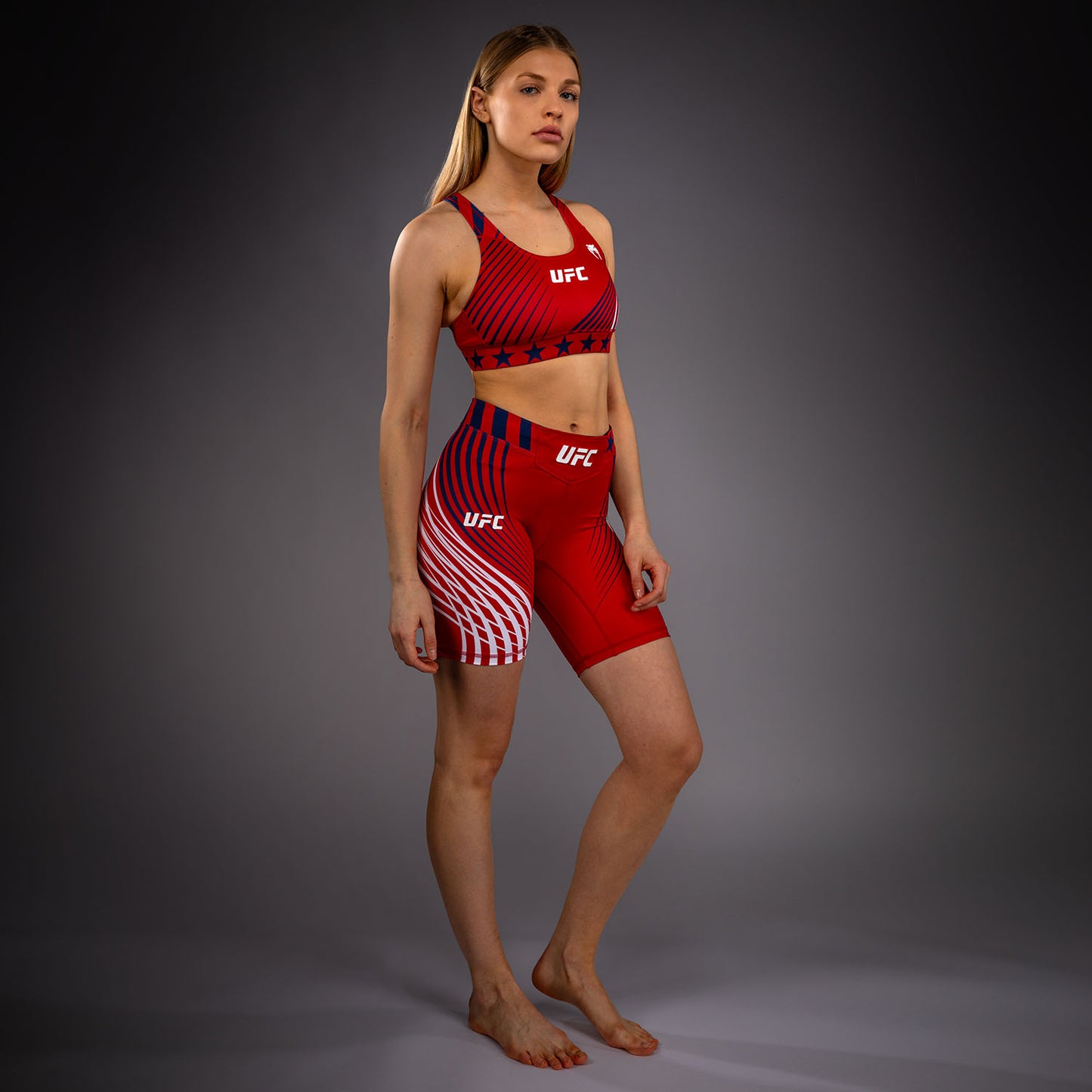 Women's Official UFC Freedom 250 by Venum Red Authentic Long Fit Vale Tudo Short