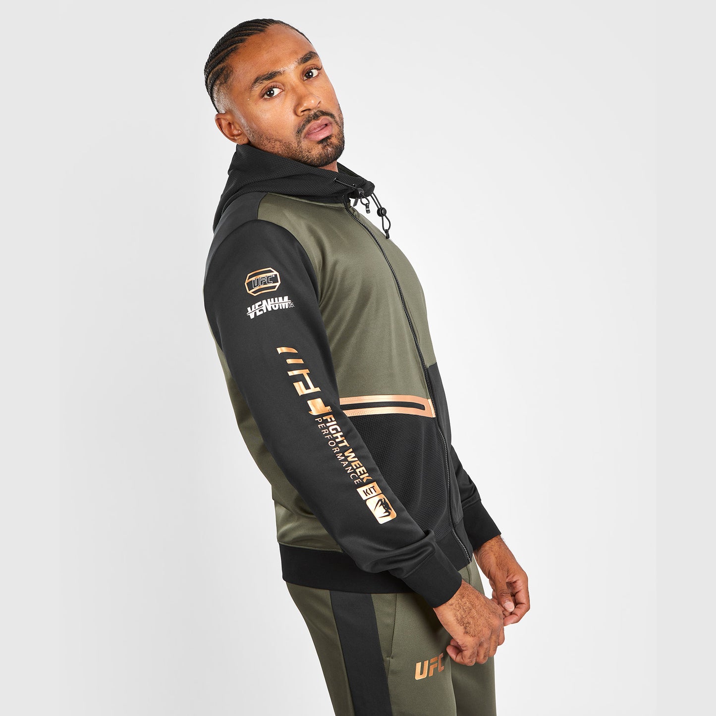 UFC Adrenaline by Venum Fight Week Men’s Zip Hoodie - Khaki/Bronze