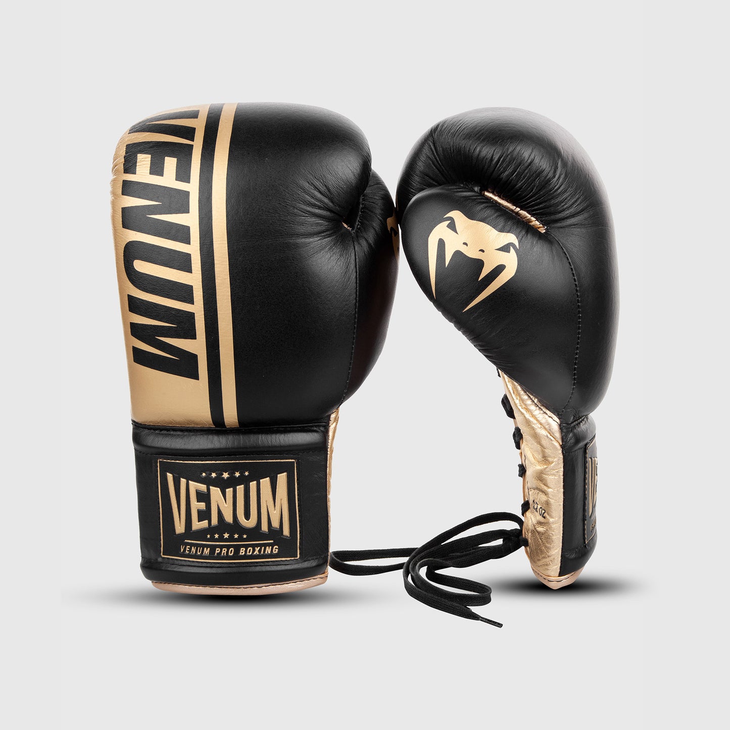 Venum Shield Pro Boxing Gloves with Laces - Black/Gold