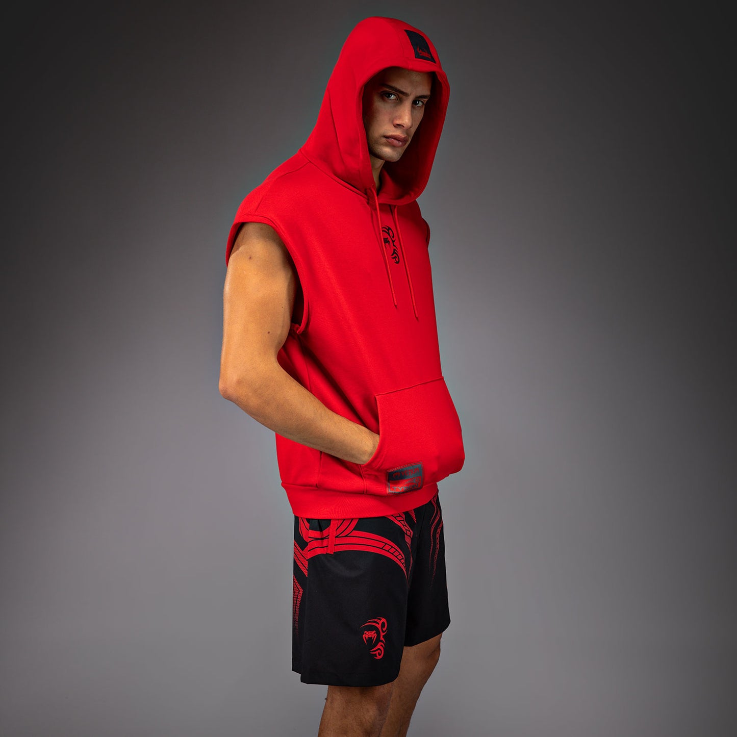 Venum x Mike Tyson Tiger Sleeveless Hoodie - Intense Red/Deep Black