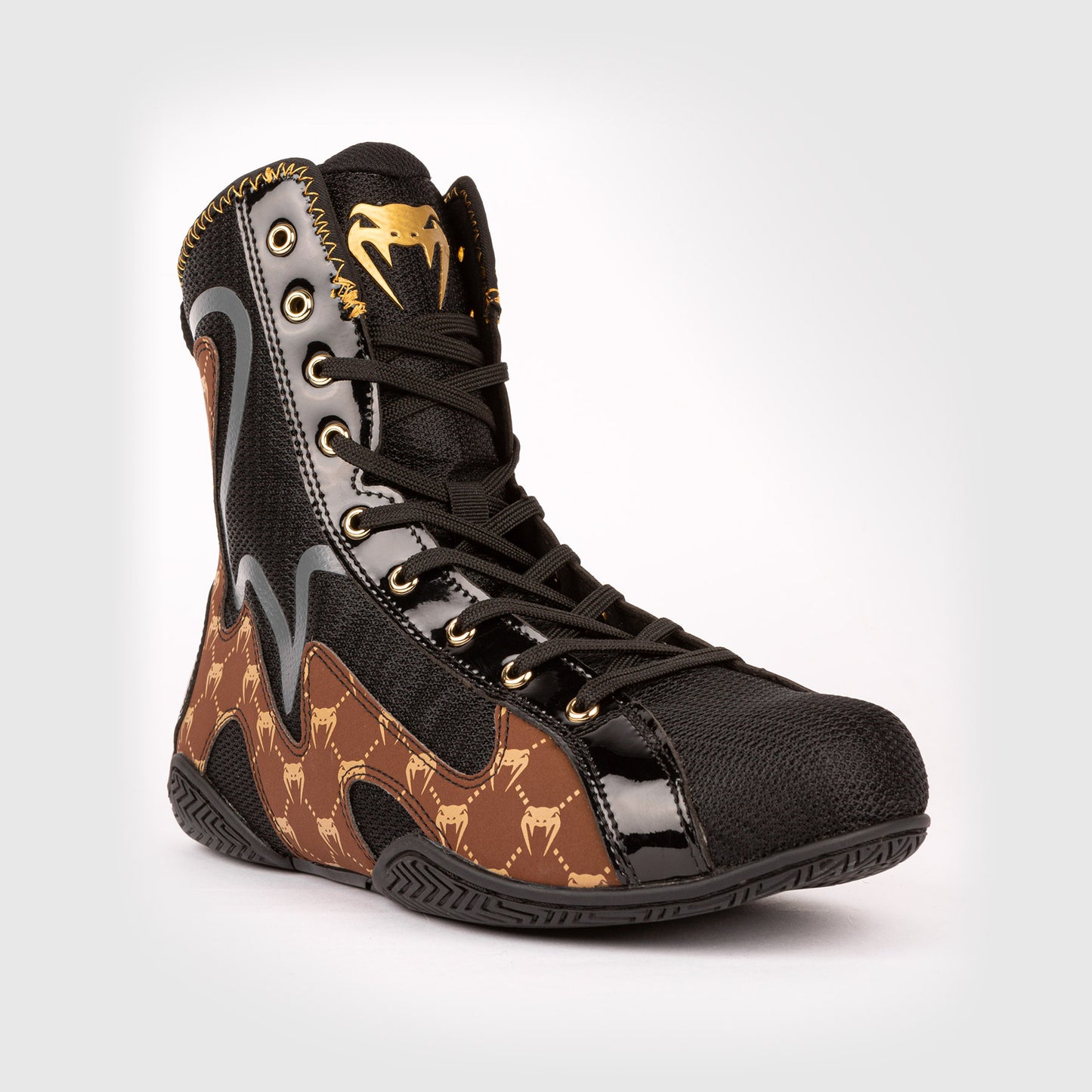 Venum Elite Evo Monogram Boxing Shoes – Black/Brown