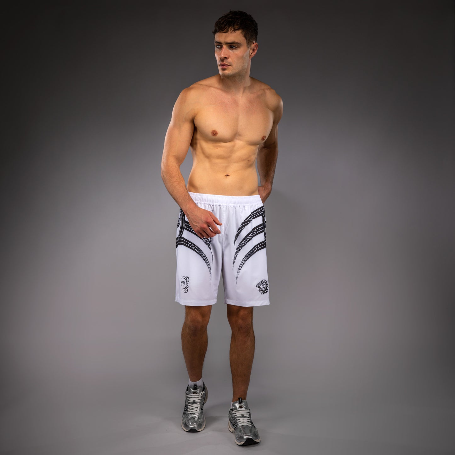 Venum x Mike Tyson Tiger Training Shorts - Optical White/Deep Black