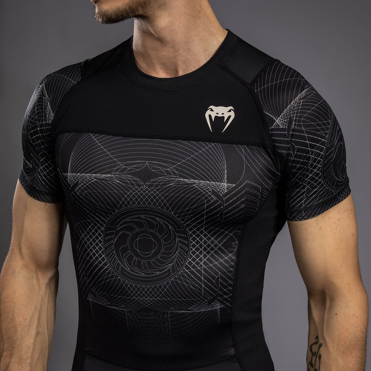 Venum G-Fit Air Men's Short Sleeve Rashguard - Deep Black/Desert Sand