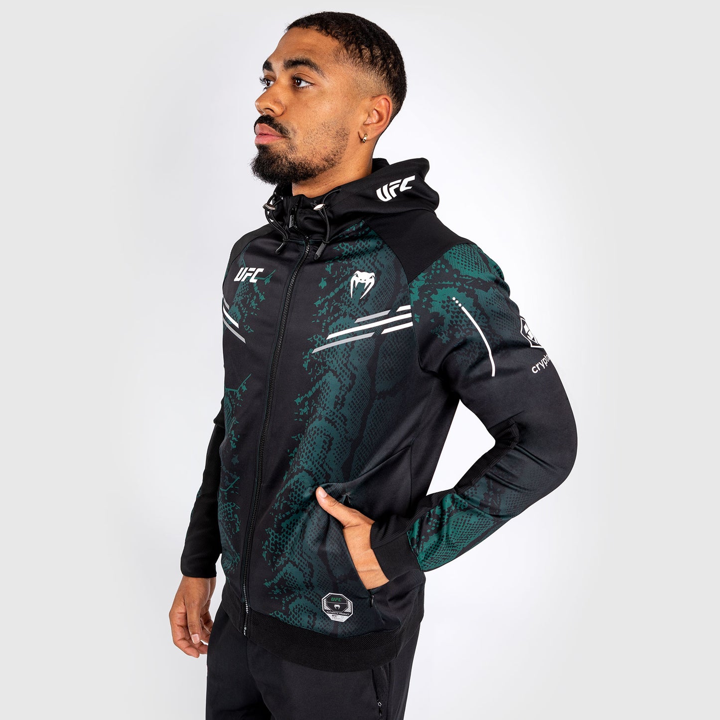 UFC Adrenaline by Venum Authentic Fight Night Men’s Walkout Hoodie - Emerald Edition - Green/Black