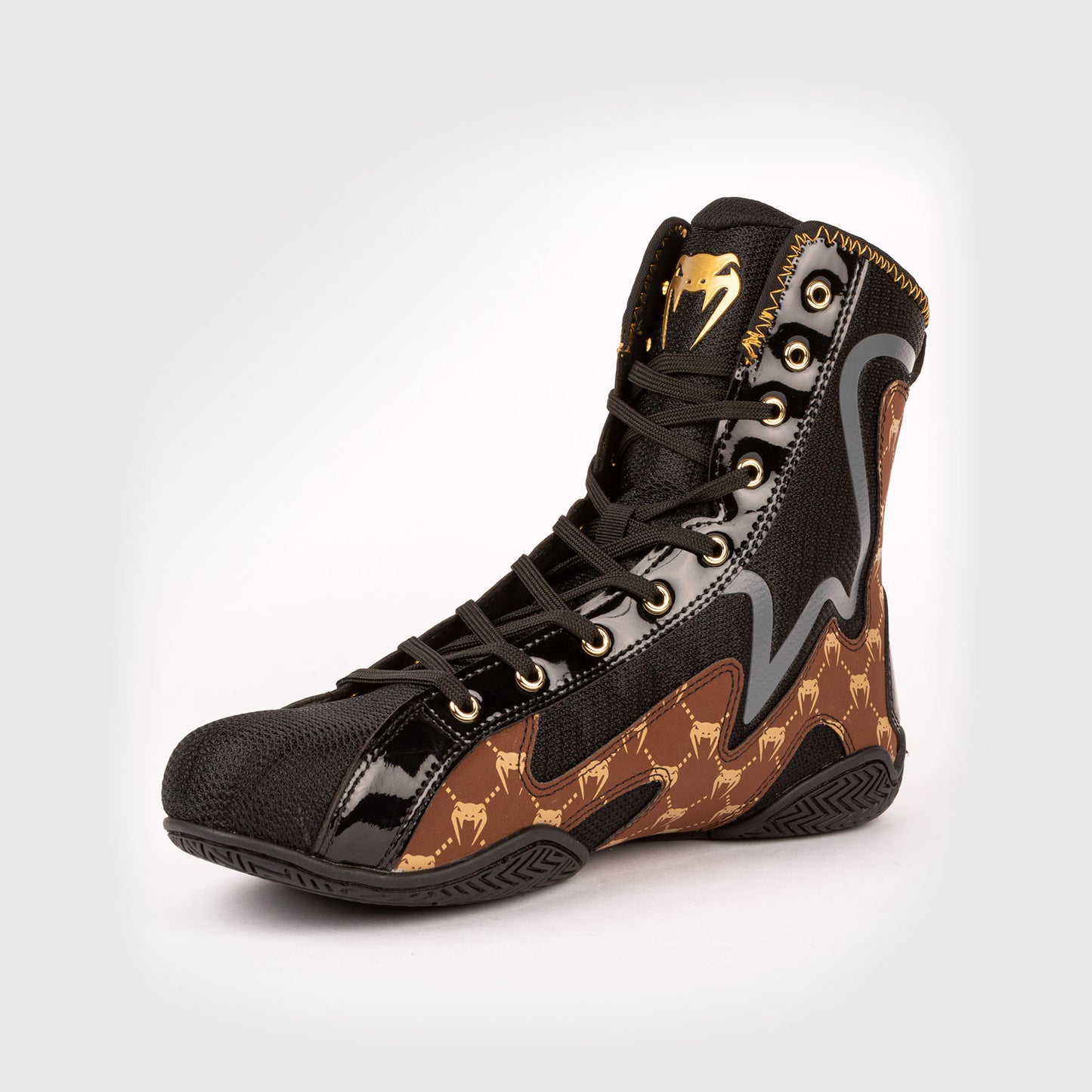Venum Elite Evo Monogram Boxing Shoes – Black/Brown