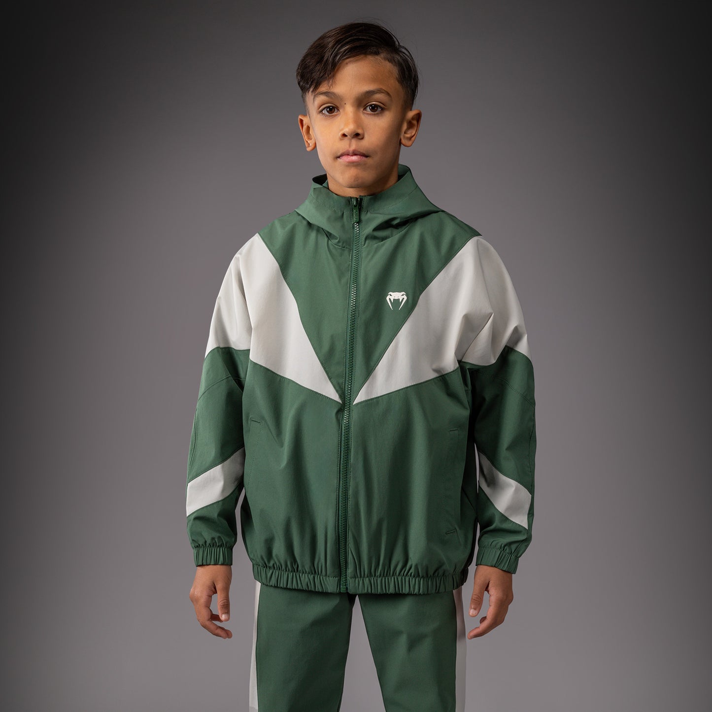 Venum Vectra Kids Track Jackets - Forest Green/ Off White