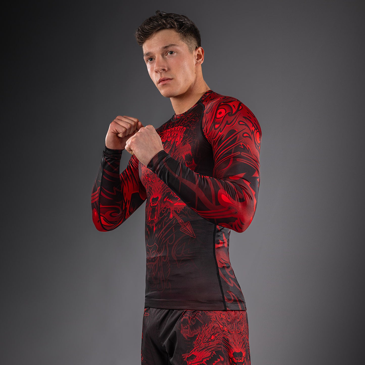 Venum Wolf Atak Long Sleeve Rashguard - Black/Red
