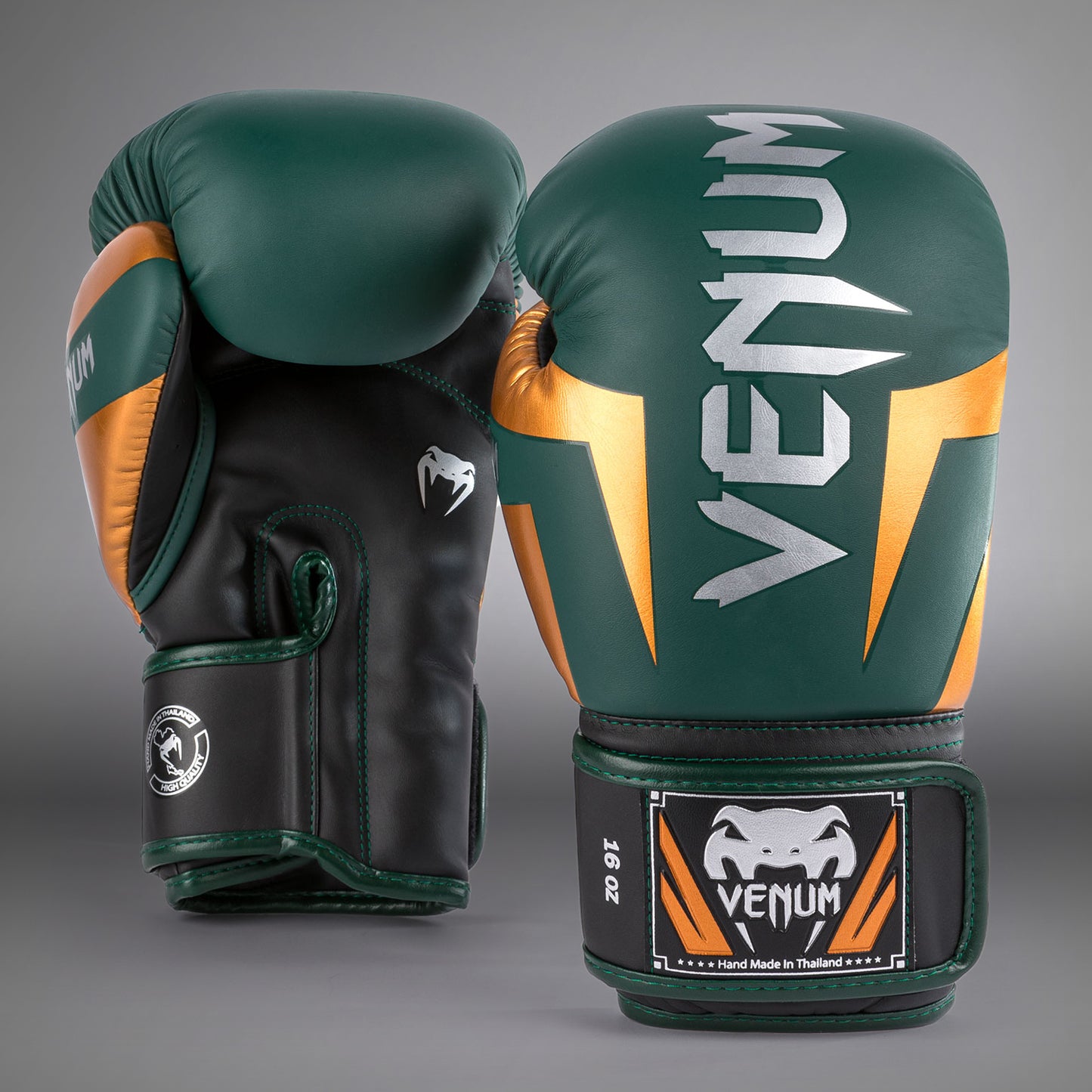 Venum Elite Boxing Gloves - Green/Bronze/Silver