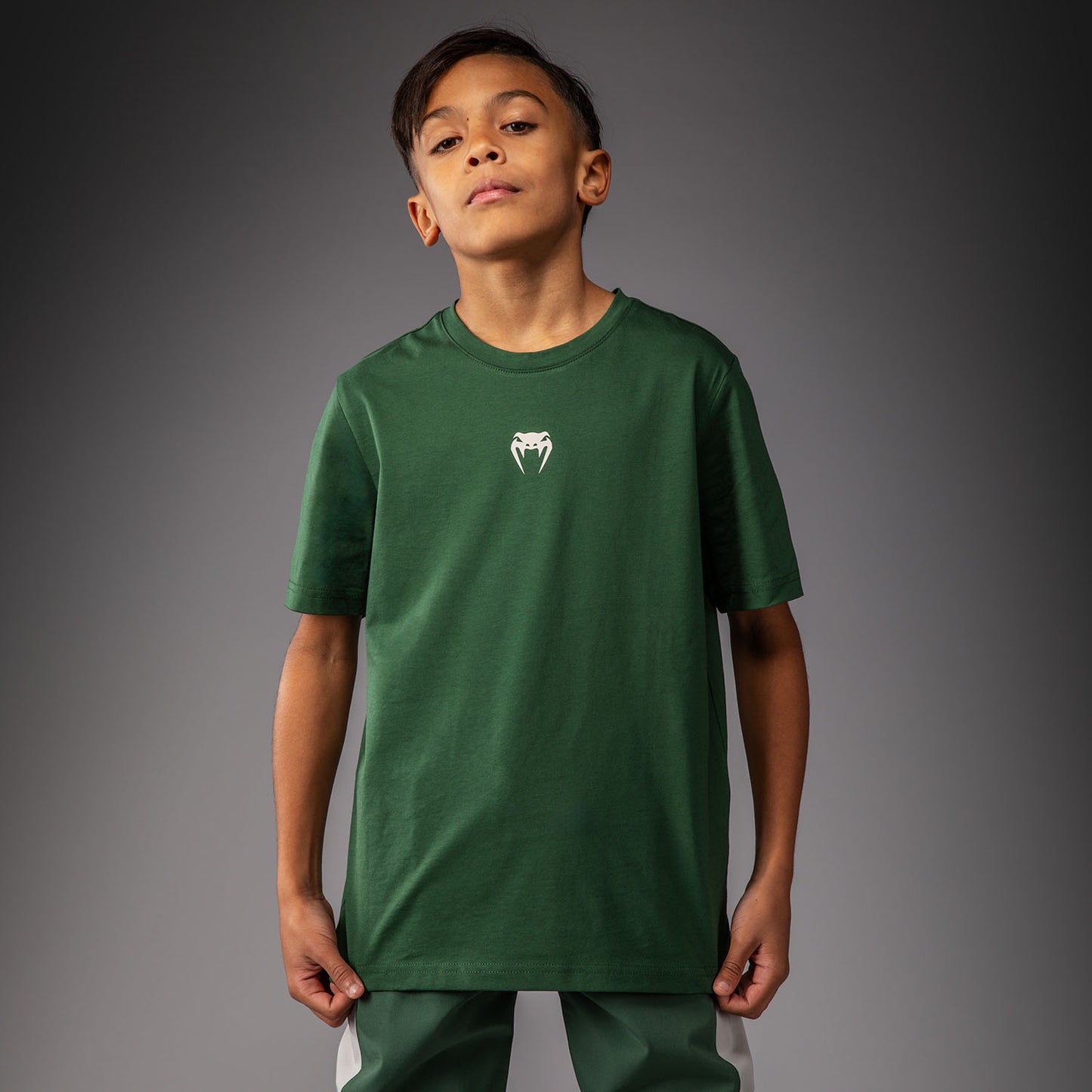 Venum Contender T-Shirt for Kids – Forest Green/ Off White